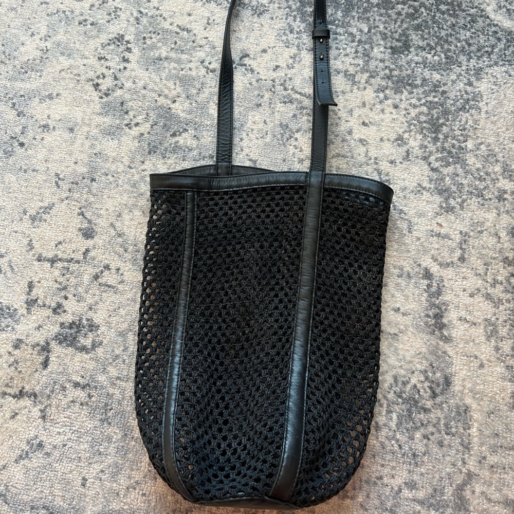 Massimo Dutti Black Mesh and Leather Bag